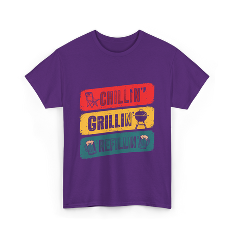 Chillin' Grillin' Refillin' BBQ T-Shirt - Purple