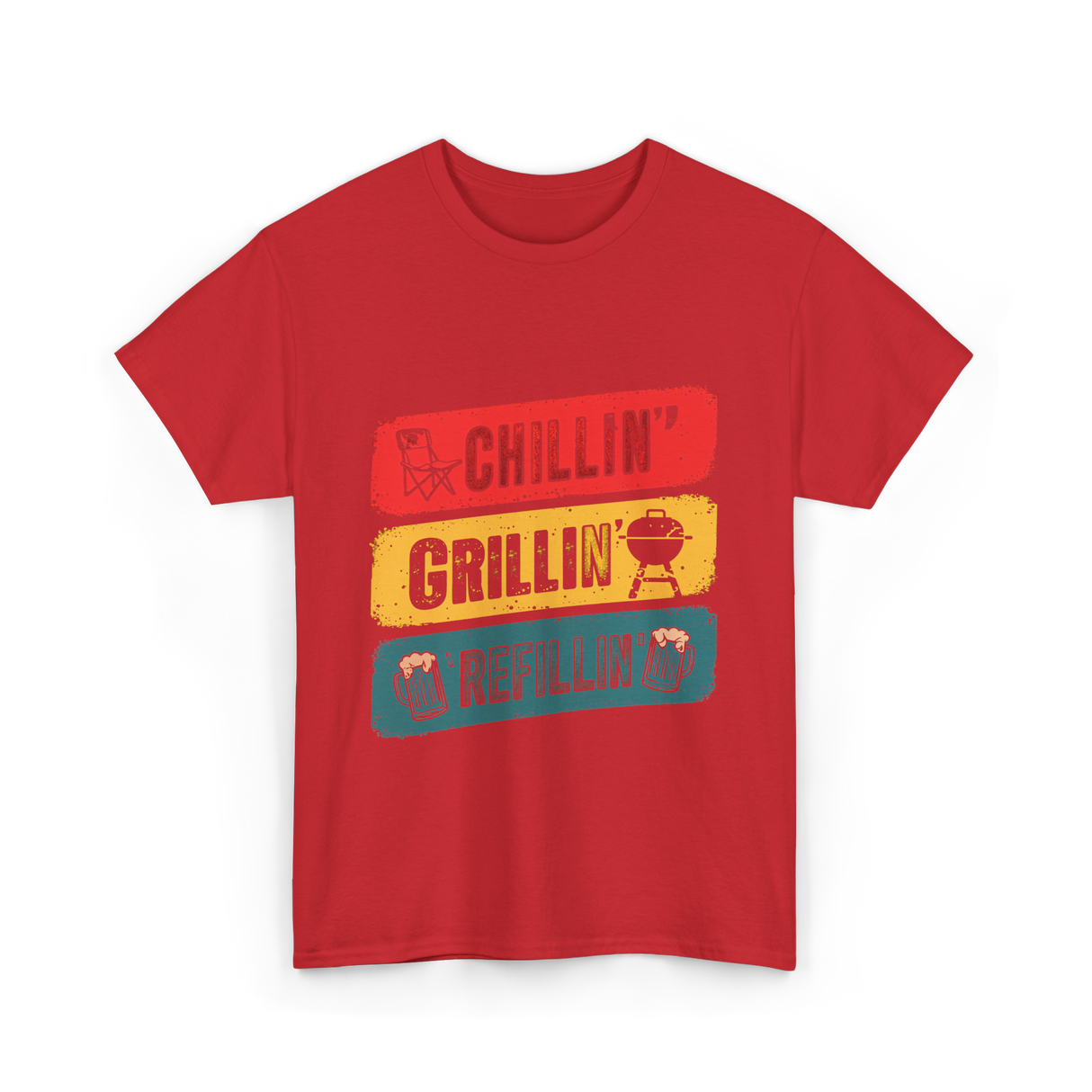 Chillin' Grillin' Refillin' BBQ T-Shirt - Red