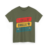 Chillin' Grillin' Refillin' BBQ T-Shirt - Military Green