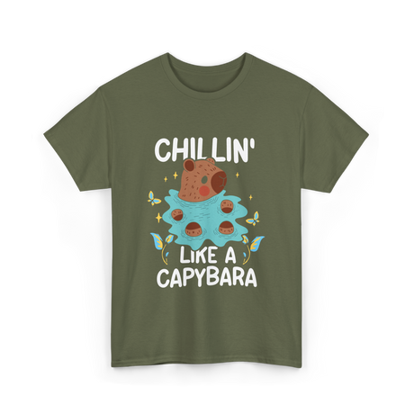 Chillin Like A Capybara T-Shirt - Military Green