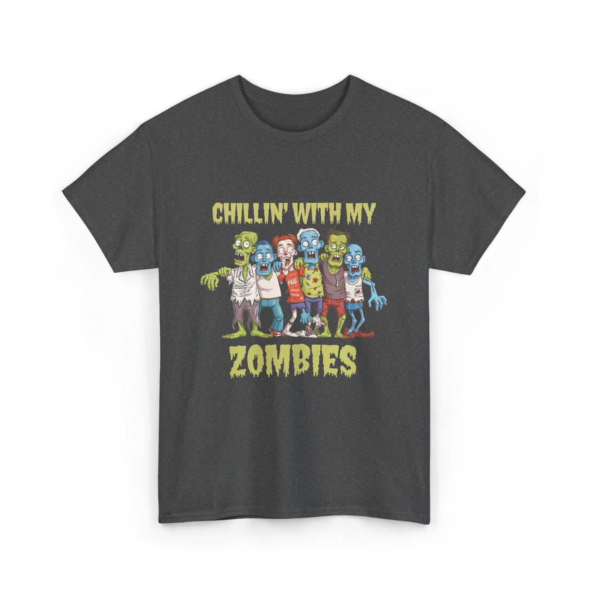 Chillin With My Zombies Halloween T-Shirt - Dark Heather