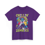 Chillin With My Zombies Halloween T-Shirt - Purple