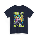 Chillin With My Zombies Halloween T-Shirt - Navy