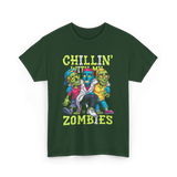 Chillin With My Zombies Halloween T-Shirt - Forest Green