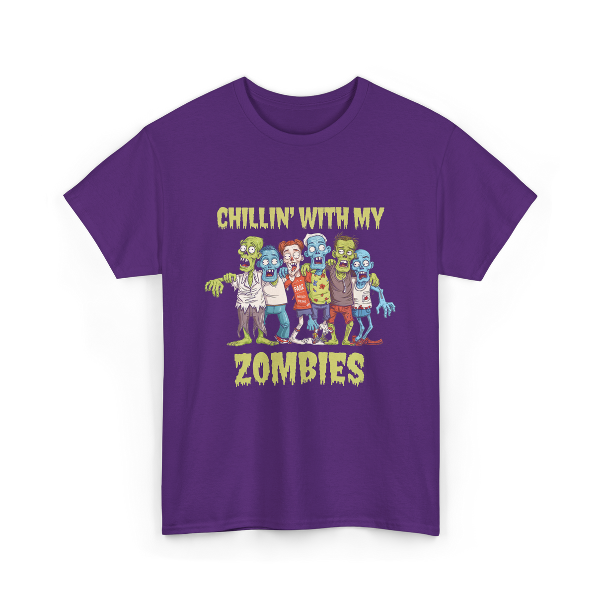 Chillin With My Zombies Halloween T-Shirt - Purple