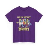 Chillin With My Zombies Halloween T-Shirt - Purple