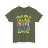 Chillin with my Zombies Halloween T-Shirt - Military Green