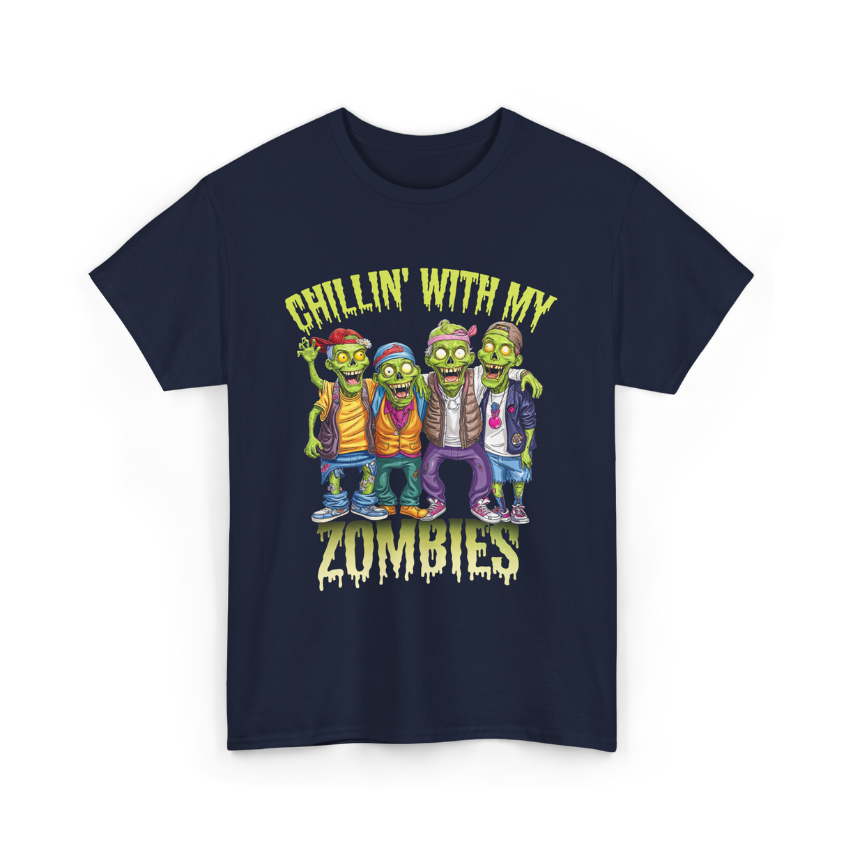 Chillin with my Zombies Halloween T-Shirt - Navy