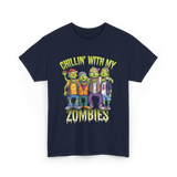 Chillin with my Zombies Halloween T-Shirt - Navy