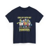 Chillin With My Zombies Halloween T-Shirt - Navy