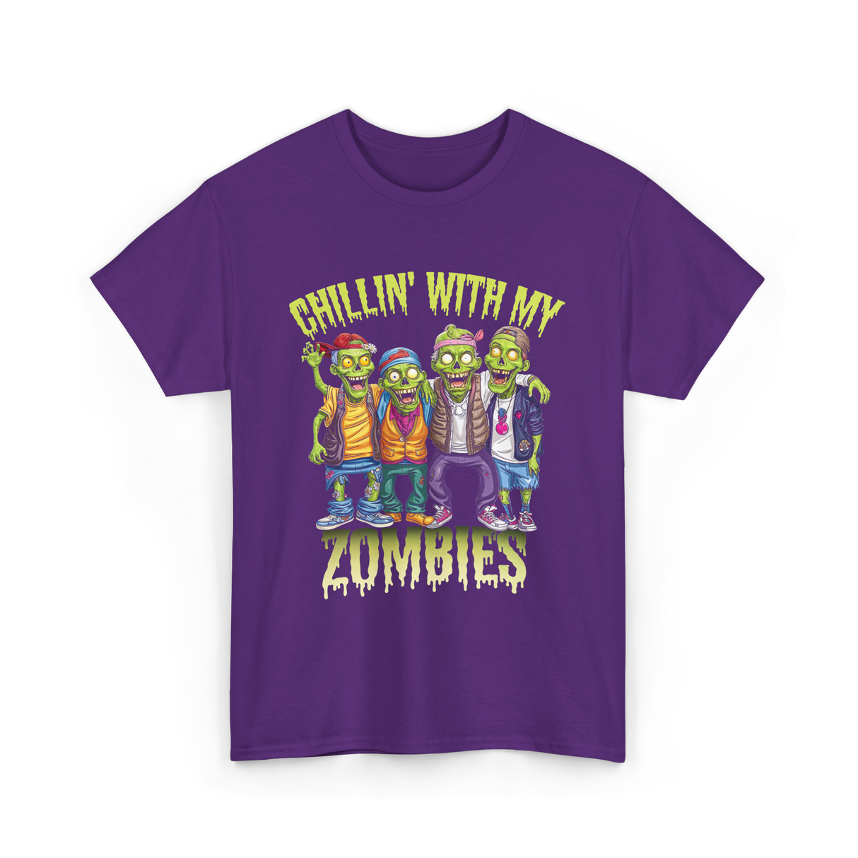 Chillin with my Zombies Halloween T-Shirt - Purple