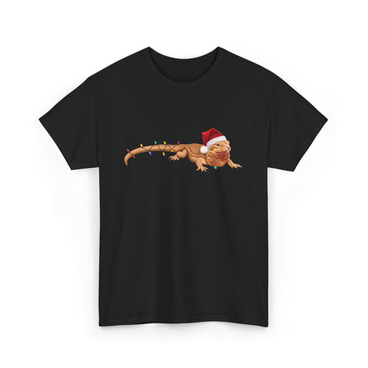 Christmas Bearded Dragon Reptile Celebration T-Shirt - Black