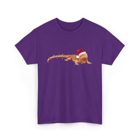 Christmas Bearded Dragon Reptile Celebration T-Shirt - Purple