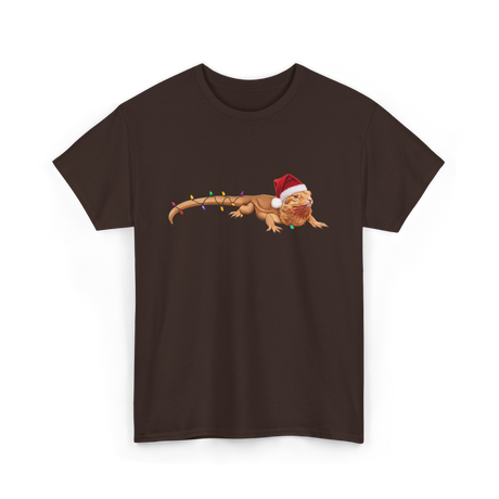 Christmas Bearded Dragon Reptile Celebration T-Shirt - Dark Chocolate