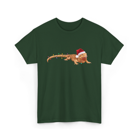 Christmas Bearded Dragon Reptile Celebration T-Shirt - Forest Green