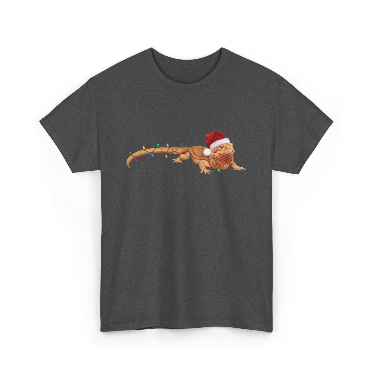 Christmas Bearded Dragon Reptile Celebration T-Shirt - Dark Heather