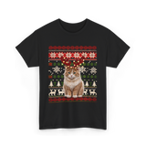 Christmas Cat Reindeer Cat Lover T-Shirt - Black