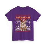 Christmas Cat Reindeer Cat Lover T-Shirt - Purple