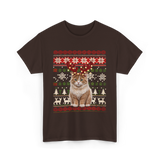 Christmas Cat Reindeer Cat Lover T-Shirt - Dark Chocolate