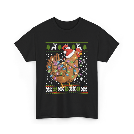 Christmas Chicken Holiday Decor T-Shirt - Black