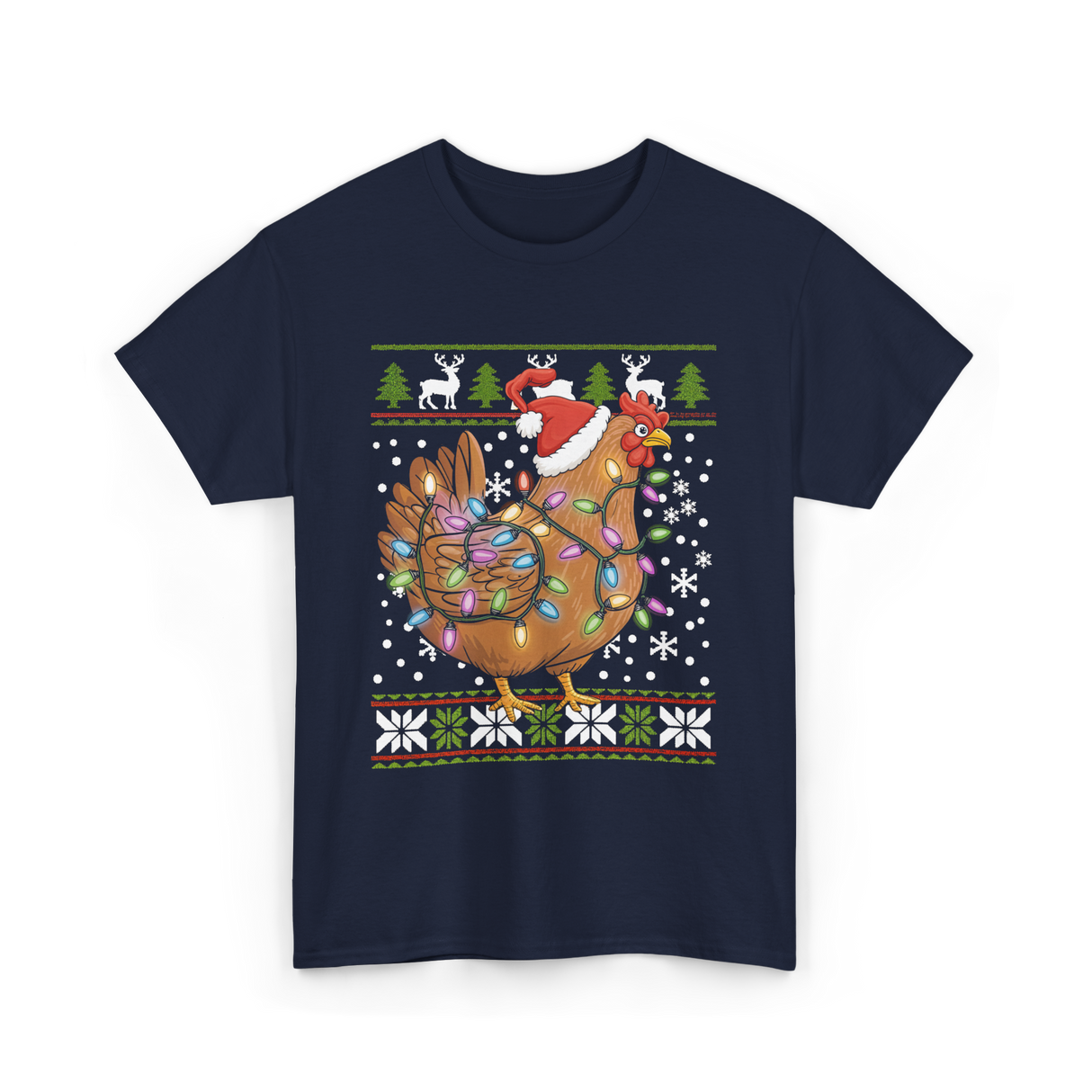 Christmas Chicken Holiday Decor T-Shirt - Navy