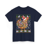 Christmas Chicken Holiday Decor T-Shirt - Navy