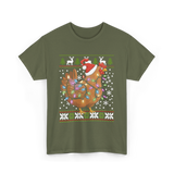 Christmas Chicken Holiday Decor T-Shirt - Military Green