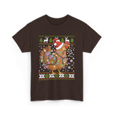 Christmas Chicken Holiday Decor T-Shirt - Dark Chocolate