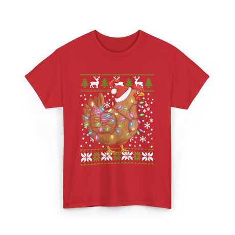 Christmas Chicken Holiday Decor T-Shirt - Red