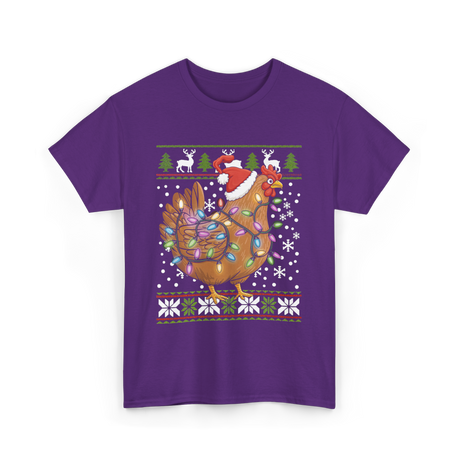 Christmas Chicken Holiday Decor T-Shirt - Purple