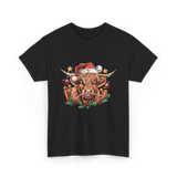 Christmas Cow Holiday Decor T-Shirt - Black