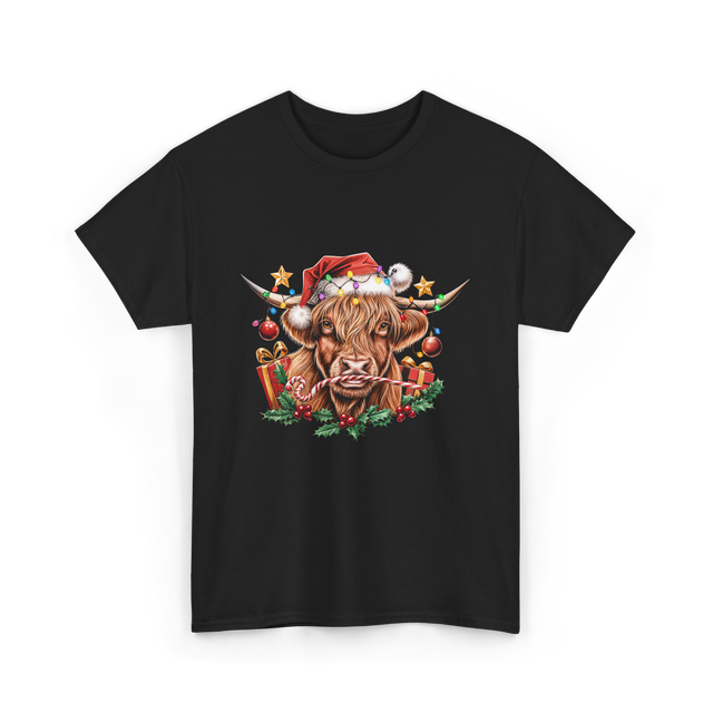 Christmas Cow Holiday Decor T-Shirt - Black