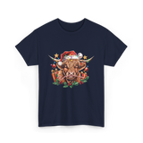 Christmas Cow Holiday Decor T-Shirt - Navy