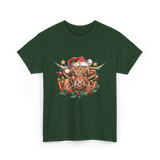 Christmas Cow Holiday Decor T-Shirt - Forest Green