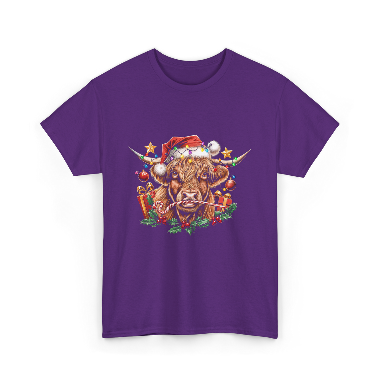 Christmas Cow Holiday Decor T-Shirt - Purple