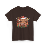 Christmas Cow Holiday Decor T-Shirt - Dark Chocolate