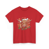 Christmas Cow Holiday Decor T-Shirt - Red