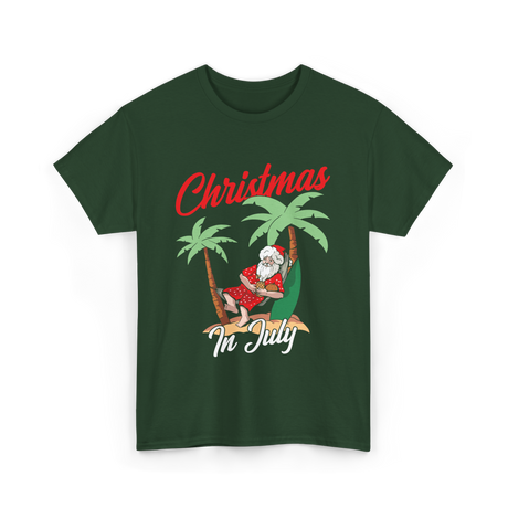 Christmas In July Santa T-Shirt - Forest Green