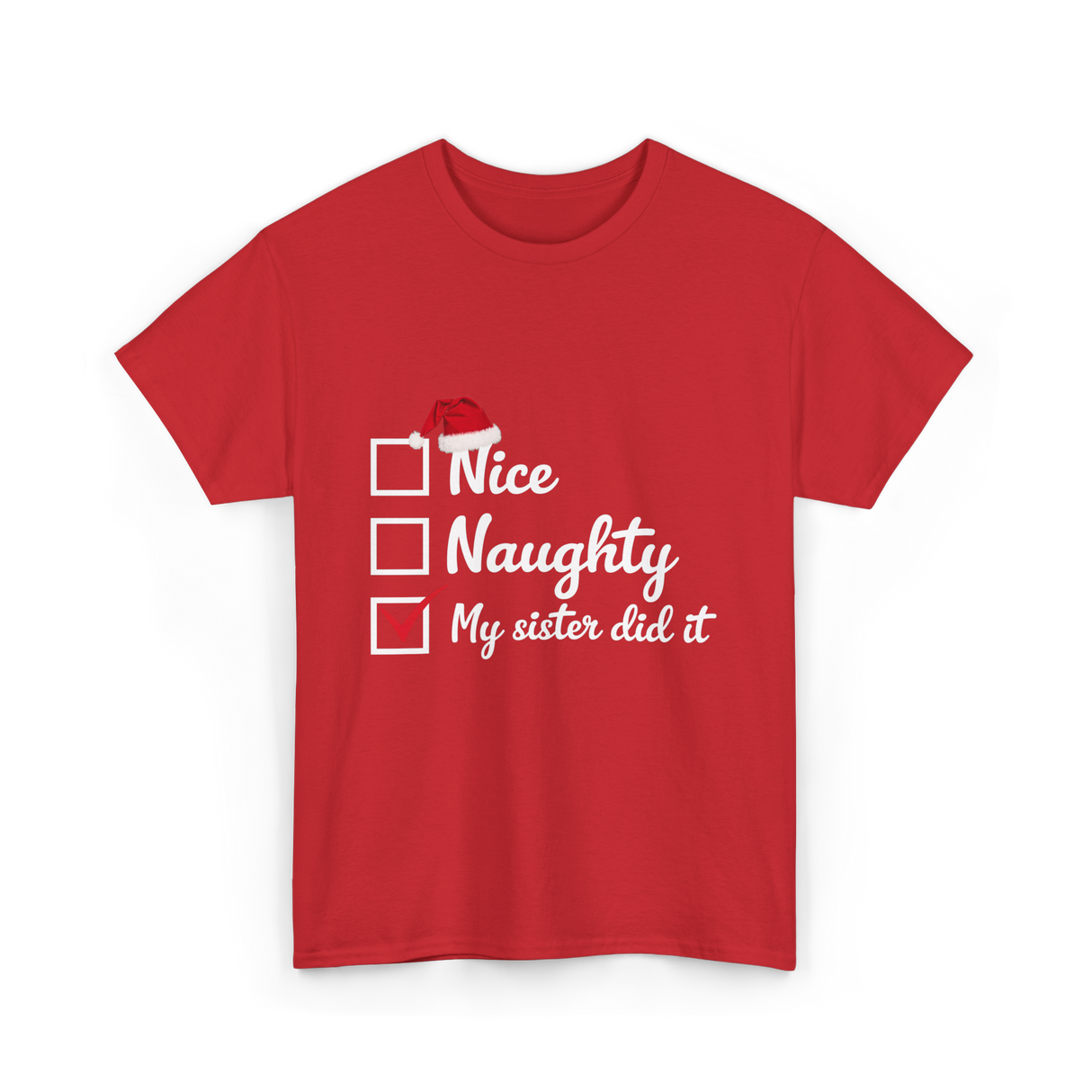 Christmas Nice Naughty Sister T-Shirt - Red