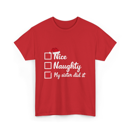 Christmas Nice Naughty Sister T-Shirt - Red