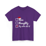 Christmas Nice Naughty Sister T-Shirt - Purple