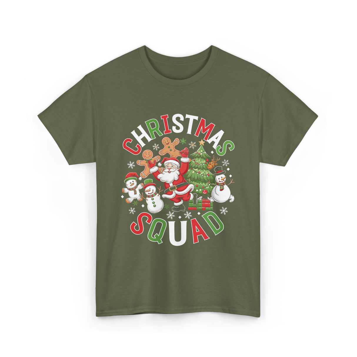 Christmas Squad Holiday Season T-Shirt - Military Green