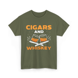 Cigars And Whiskey Cigar Lover T-Shirt - Military Green