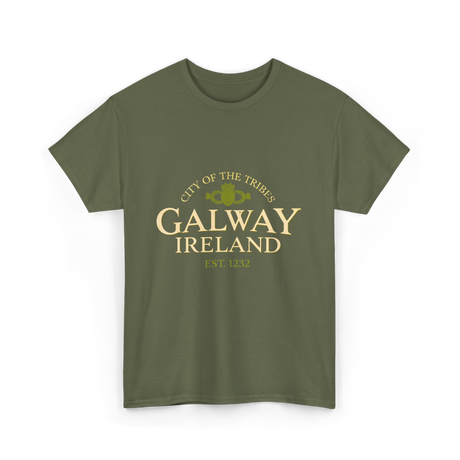 City of the Tribes Galway Ireland T-Shirt - Military Green