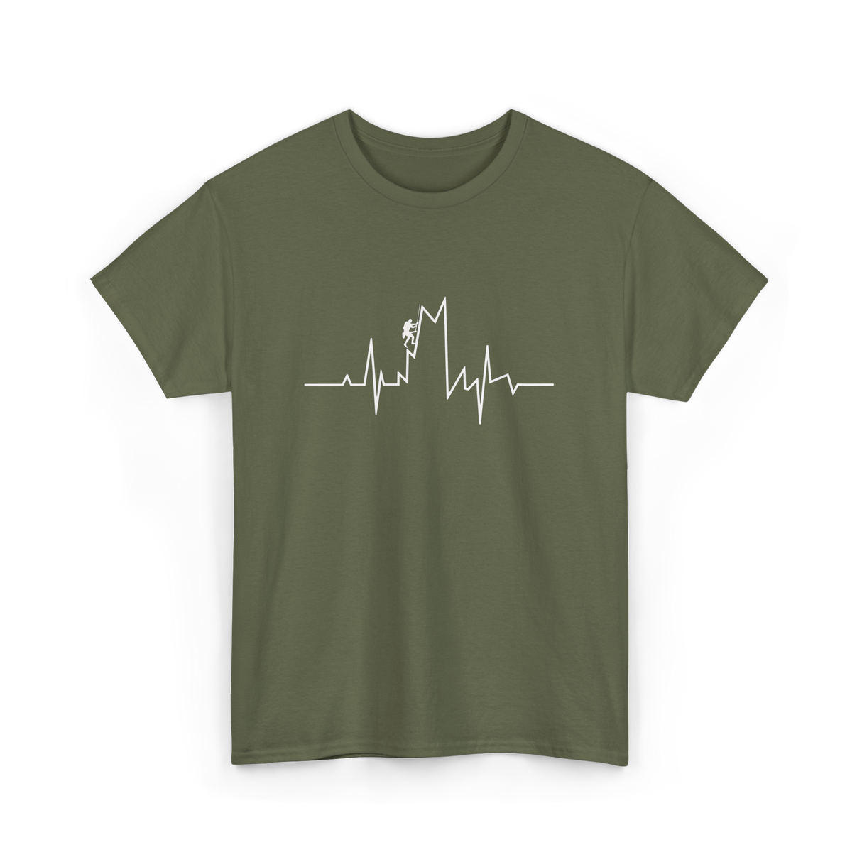 Climb Higher Rock Climbing EKG T-Shirt - Military Green