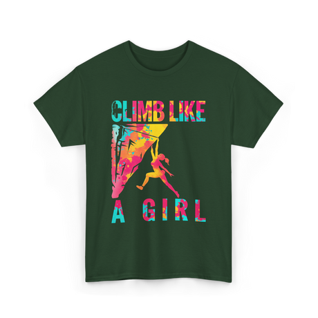 Climb Like A Girl Climbing T-Shirt - Forest Green