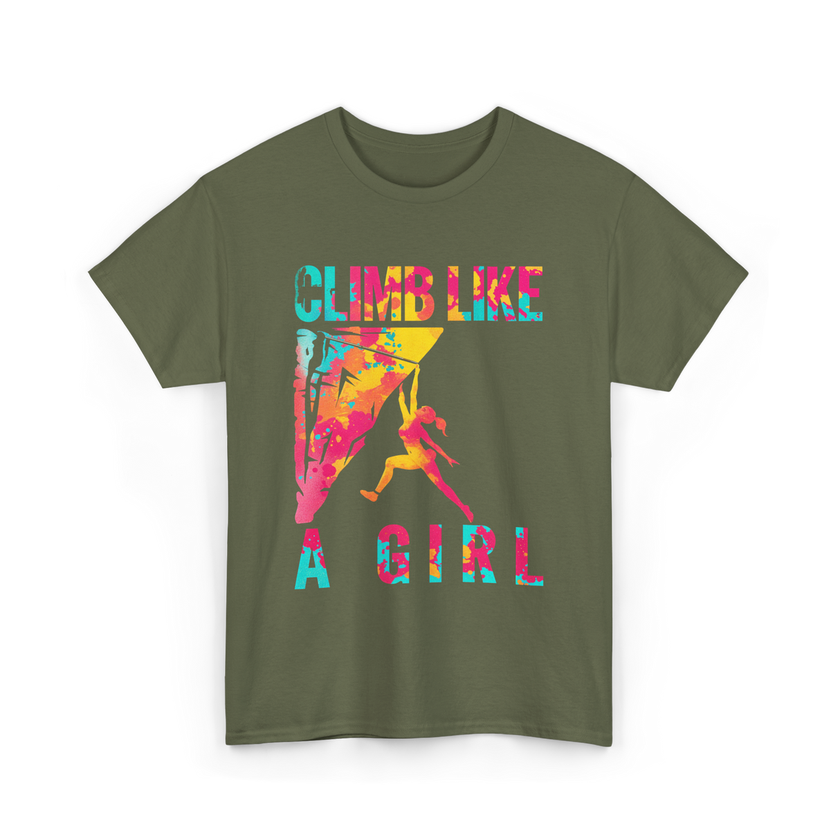 Climb Like A Girl Climbing T-Shirt - Military Green