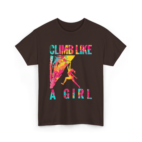 Climb Like A Girl Climbing T-Shirt - Dark Chocolate