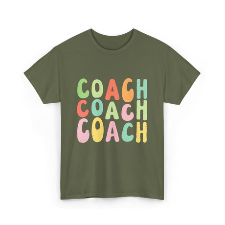 Coach Groovy Retro Coaching T-Shirt - Military Green