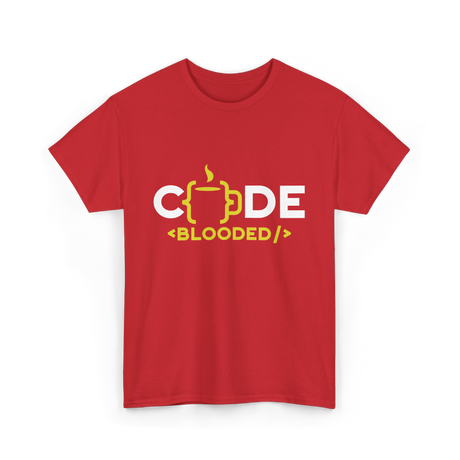 Code Blooded Coder Coding T-Shirt - Red